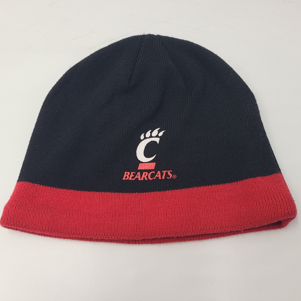 Vintage Cincinnati Bearcats Hat Beanie Starter Black Red NCAA Knit Stocking Cap